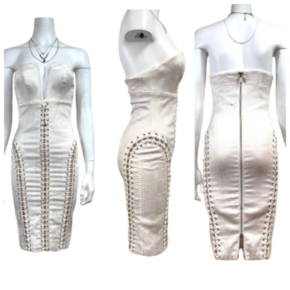 HOUSE OF CB LONDON METAL BRAID UP Jackard DRESS S - Picture 7 of 17